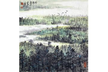 客厅装饰画 王建军最新斗方风景画《晨曲》