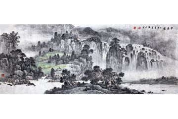 沙发墙装饰画 王建军新品国画山水画《早春图》