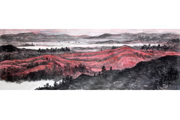 王建军老师新品力作条幅国画山水画《江山胜揽图》