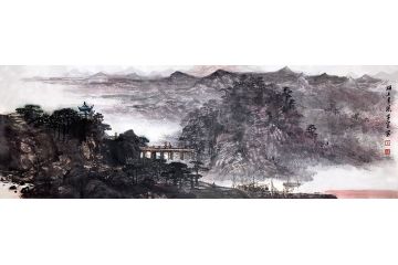王建军老师真迹条幅山水画作品《湖上清风》