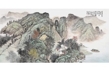美协画家余静最新创作青绿国画《山水画卷一》