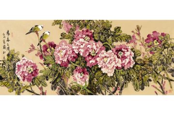 中美协会员张镛花鸟画作品《阳春三月》