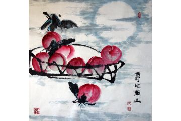 祝寿送礼 张顺祥四尺斗方寿桃图《寿比南山》
