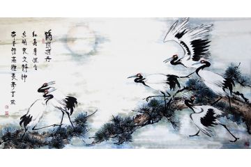张顺祥花鸟画新品松鹤图《鹤头顶丹》