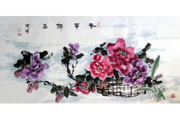 国色天香牡丹图 张顺祥四尺横幅花鸟画《繁华锦盛》