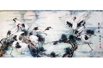 送长辈 张顺祥六尺写意花鸟画《长寿图》