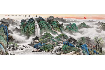 李林宏老师新品创作六尺横幅山水画《春山朝晖》
