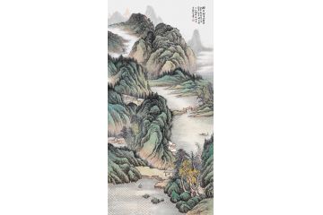 青绿国画 余静老师诗意山水画《醉翁酣墨如酣酒》