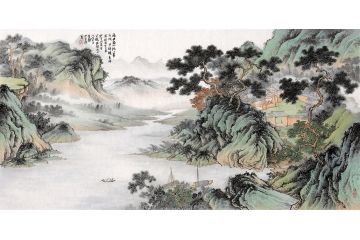 青绿仿古画 中美协余静新品创作《一幅米家山》