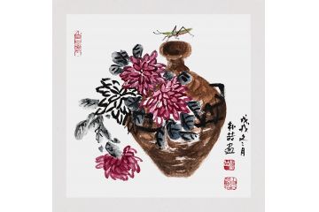 齐白石后人朴喆最新国画作品《菊韵》