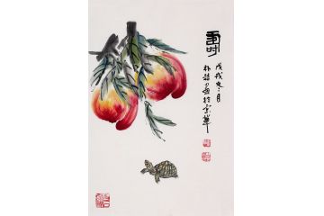 齐白石后人朴喆老师新品寿桃图《寿》