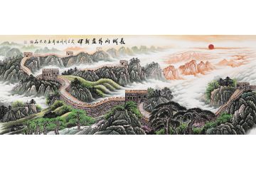 魂 张利新品青绿长城山水画《长城内外尽朝晖》
