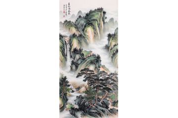 仿古精品画 张利四尺竖幅国画《春山溪水长》