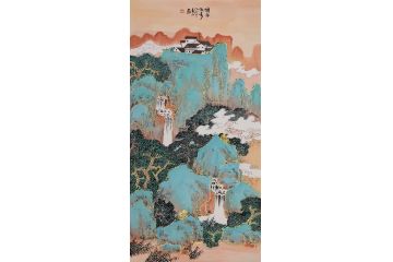 易水新品创作四尺竖幅工笔画作品《峰林峻秀》