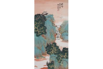 江南风景画 易水最新国画《啼鸟云山静 落花溪水香》