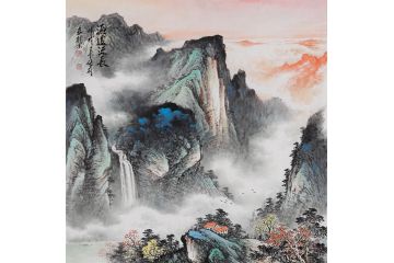 墙壁挂画 张利新品力作斗方小画《源远流长》