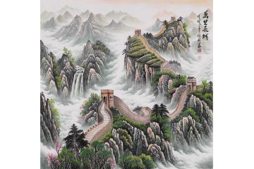中华之魂 张利最新创作青绿山水画《万里长城》