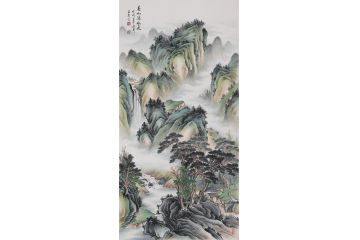 张利新品四尺竖幅仿古精品山水画《春山溪水长》