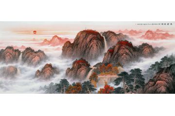 镇宅旺运靠山图 王宁新品泰山国画《鸿运当头》