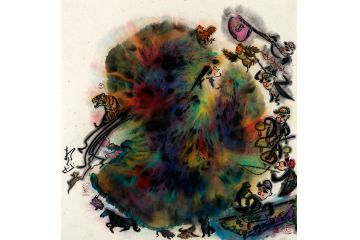 扬笛新品创作斗方小品人物画《怒放丝路2》