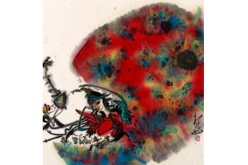 斗方画小品 扬笛最新人物画《怒放丝路4》