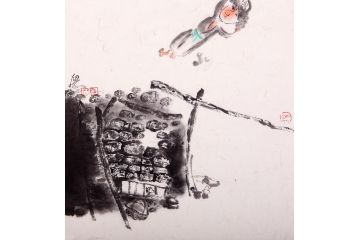 扬笛手绘创作人物画作品《情3》