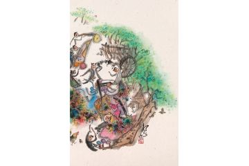 精品收藏 扬笛小尺寸人物画《怒放1》
