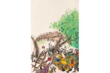 收藏佳品 扬笛小尺寸水墨人物画《怒放2》