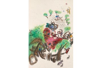 室内装饰 扬笛小尺寸写意人物画《怒放3》