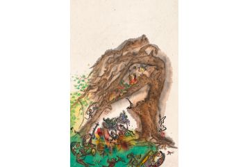 新疆美术家协会会员扬笛水墨人物画《怒放4》