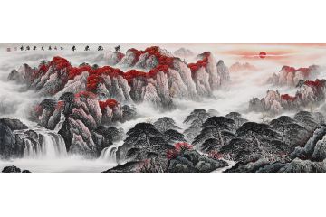 沙发背景墙挂画 宋唐新品祥瑞降临图《紫气东来》