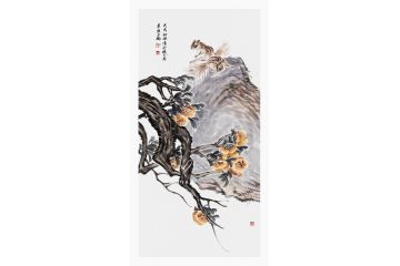 家居装饰画 王鹏四尺竖幅松鼠图《穷款》