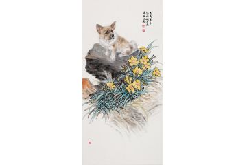 王鹏新品国画狗作品《穷款》