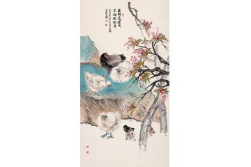 大吉图 王鹏六尺竖幅花鸟画《穷款》
