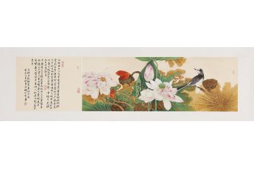 中美协画家余静工笔荷花图《荷塘清趣》