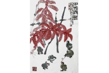大吉图 实力派画家萧立石写意花鸟画《子孙兴旺发达》