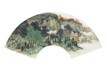 王宁山水画扇面系列作品八《春风送暖》