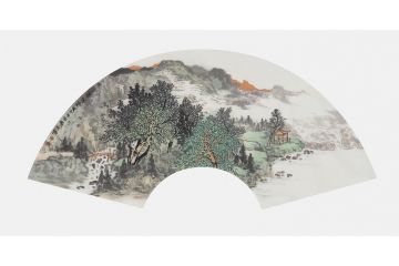 王宁山水画扇面系列作品十《东风随春归》