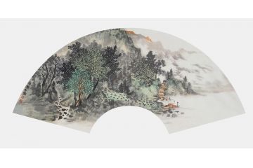 王宁山水画扇面系列作品十二《惠风和畅》