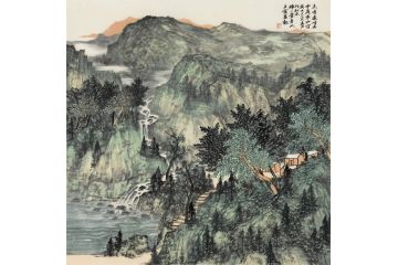 王宁最新力作山水画《天晴远峰出水落寒沙空》