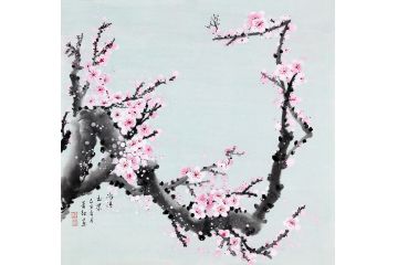 实力派画家萧红新品斗方梅花图《冰清玉洁》