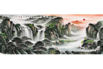 张利最新力作聚宝盆流水生财作品《旭日东升》