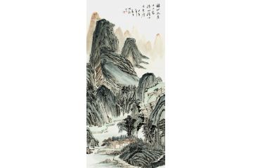 王世银最新四尺竖幅山水画《福地幽居士人家》