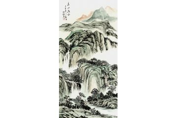王世银新品三尺竖幅山水画《高山流水》