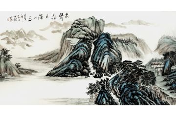 王世银六尺横幅山水画新品《泉声春色满山谷》