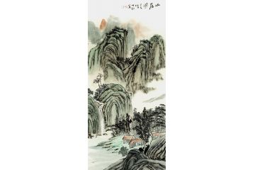 王世银新品创作三尺竖幅山水画《山居图》