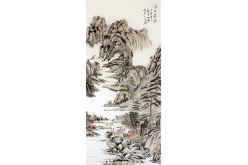 王世银老师新作三尺竖幅山水画《溪水长流》