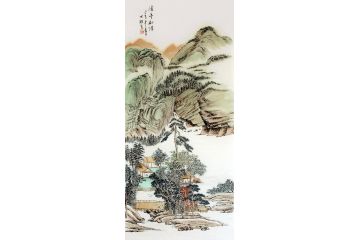 王世银国画三尺竖幅山水画作品《溪亭叙情》