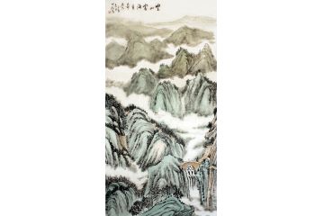 玄关装饰画 王世银山水画《云山雾海竟奇秀》