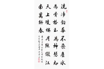 子墨三尺竖幅书法《洗尽铅华不染尘》
